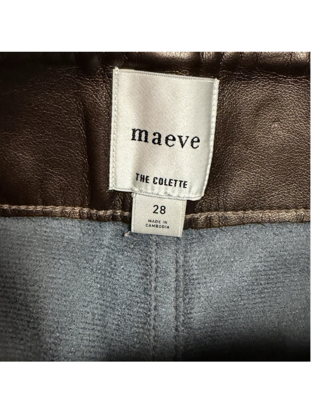 Anthropologie Maeve Colette Cropped Wide Leg Pants Faux Leather Brown 28 - Picture 5 of 7
